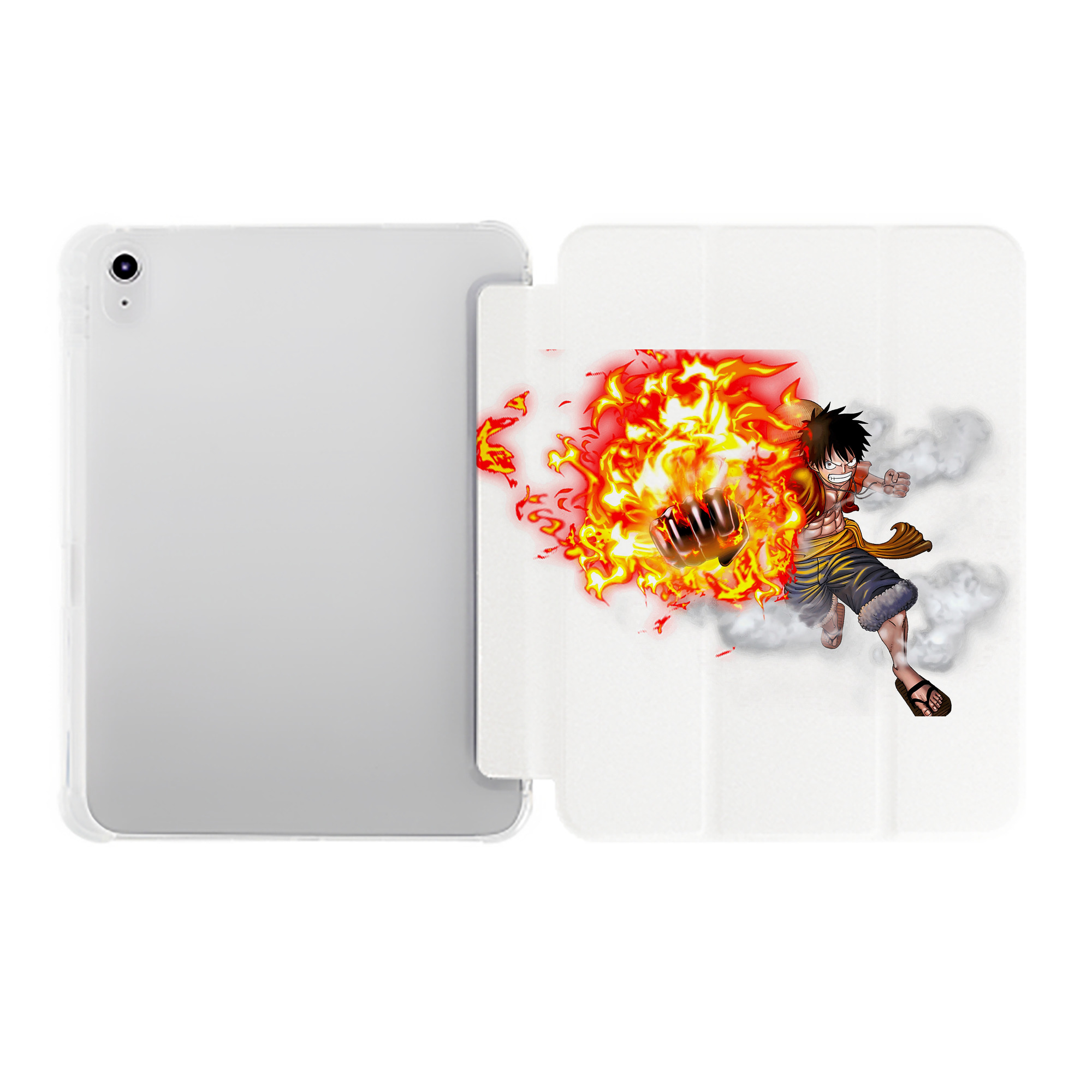 （画像用） ワンピース モンキー・D・ルフィ ONE PIECE Monkey D. Luffy IPad ケース ペン収納付き 三つ折りスタンド PUレザー×シリコン 対応機種9.5/10.5/10.9インチ